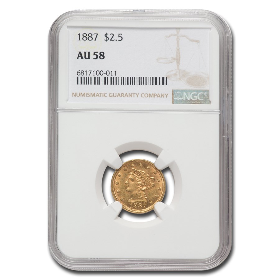 1887 $2.50 Liberty Gold Quarter Eagle AU-58 NGC