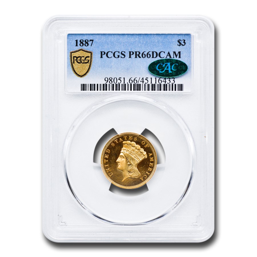 1887 $3 Gold Princess PR-66 DCAM PCGS CAC