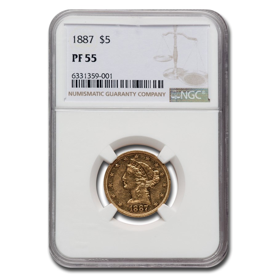 1887 $5 Liberty Gold Half Eagle PF-55 NGC