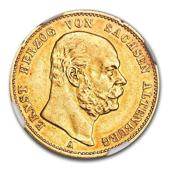 Buy 1887 German States Saxe-Altenburg Gold 20 Mark AU-53 NGC | APMEX