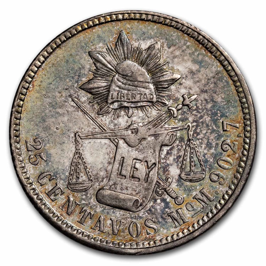 1887-Mo Mexico Silver 25 Centavos AU