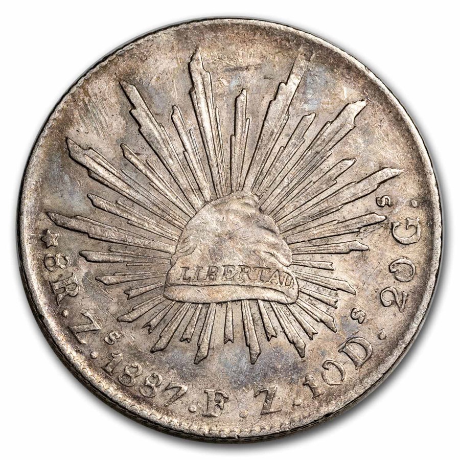 1887-Zs FZ Mexico Silver 8 Reales Cap & Rays AU