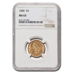 1888 $5 Liberty Gold Half Eagle MS-63 NGC