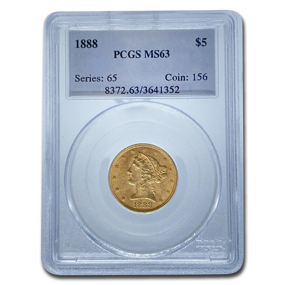 Buy an 1888 $5 Liberty Gold Half Eagle PCGS MS-63 | APMEX