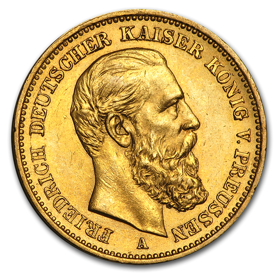 Buy 1888 Germany Gold 20 Mark Prussia Friedrich III BU | APMEX