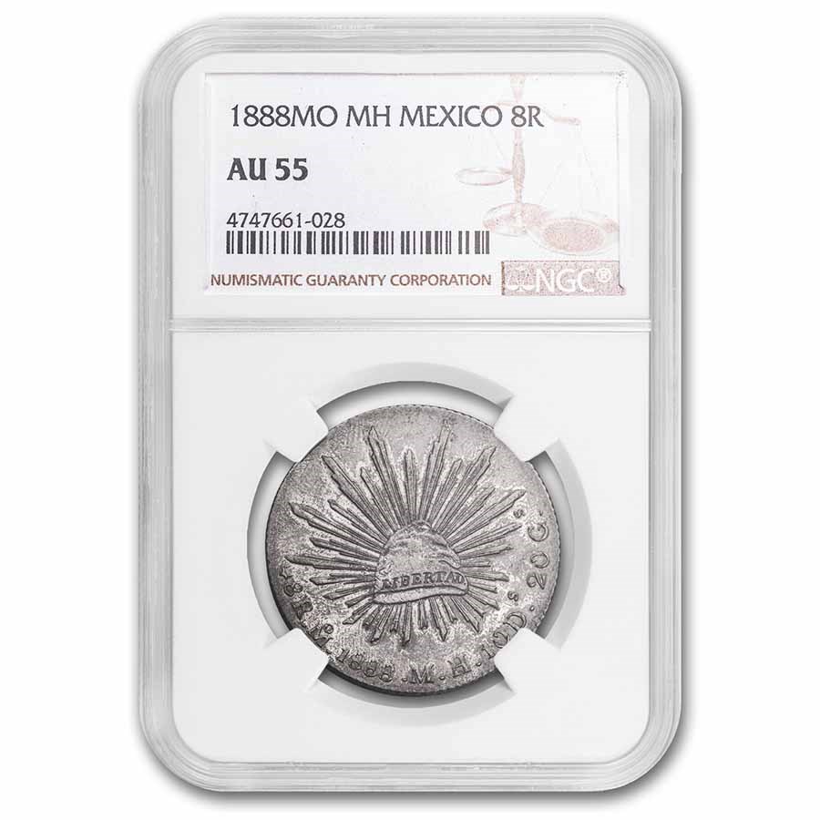 Buy 1888 Mo-MH Mexico Silver 8 Reales AU-55 NGC | APMEX