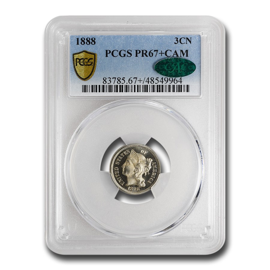 1888 Three Cent Nickel PR-67+ Cameo PCGS CAC