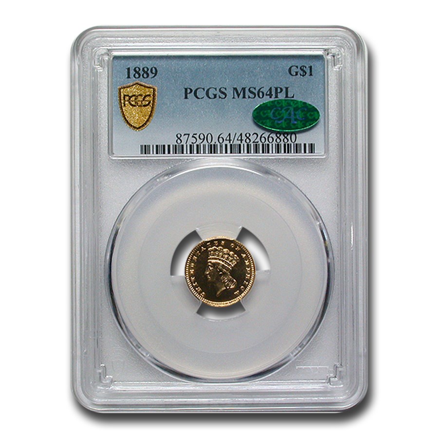 1889 $1 Indian Head Gold MS-64 PCGS CAC (PL)