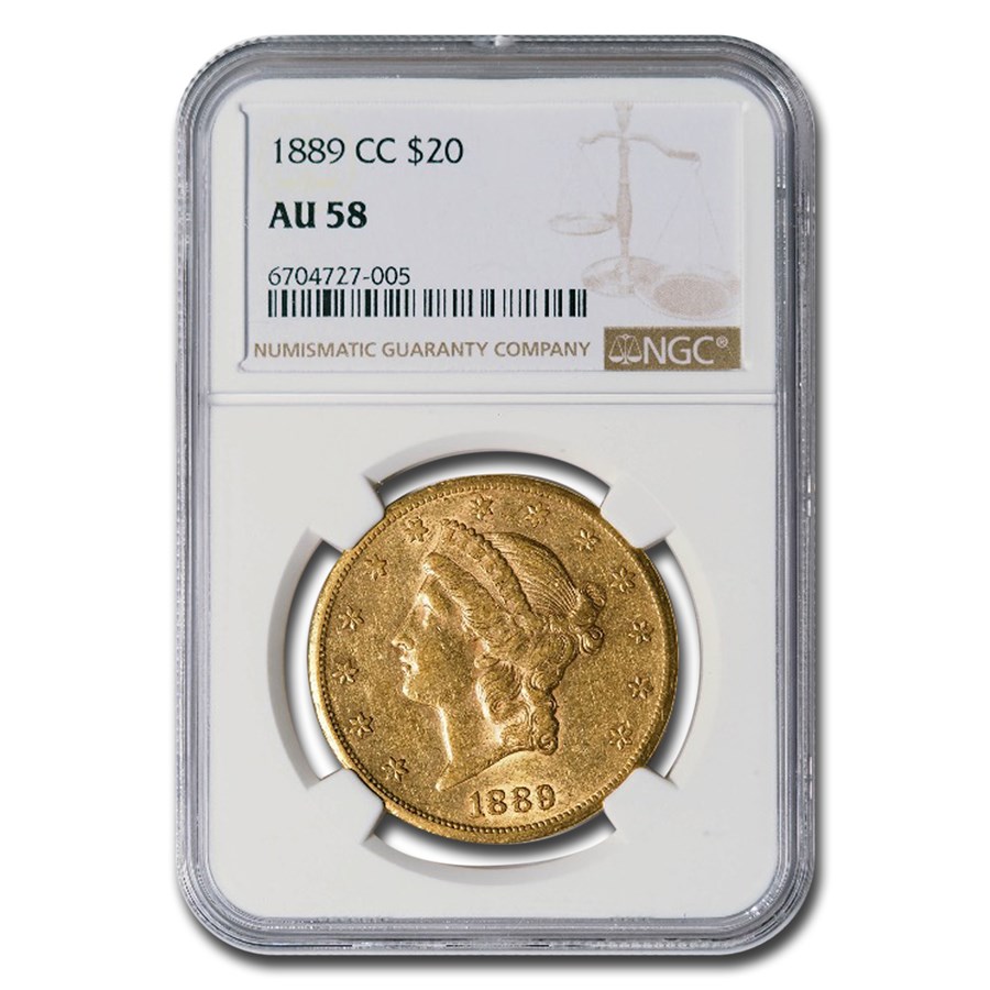 1889-CC $20 Liberty Gold Double Eagle AU-58 NGC