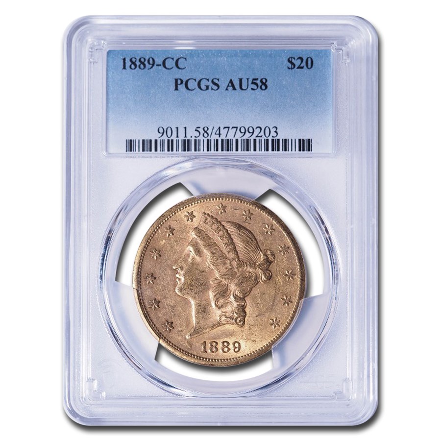 1889-CC $20 Liberty Gold Double Eagle AU-58 PCGS