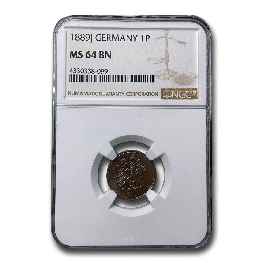 1889-J Germany Pfennig MS-64 NGC (Brown)