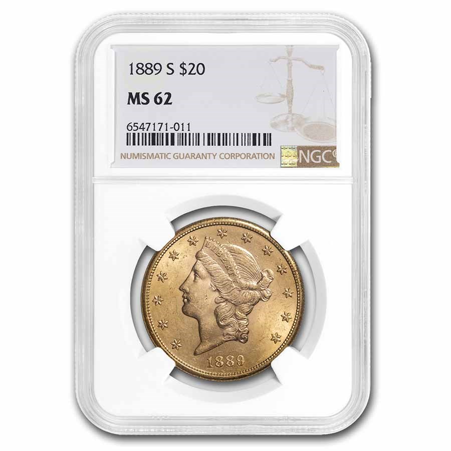 1889-S $20 Liberty Gold Double Eagle MS-62 NGC