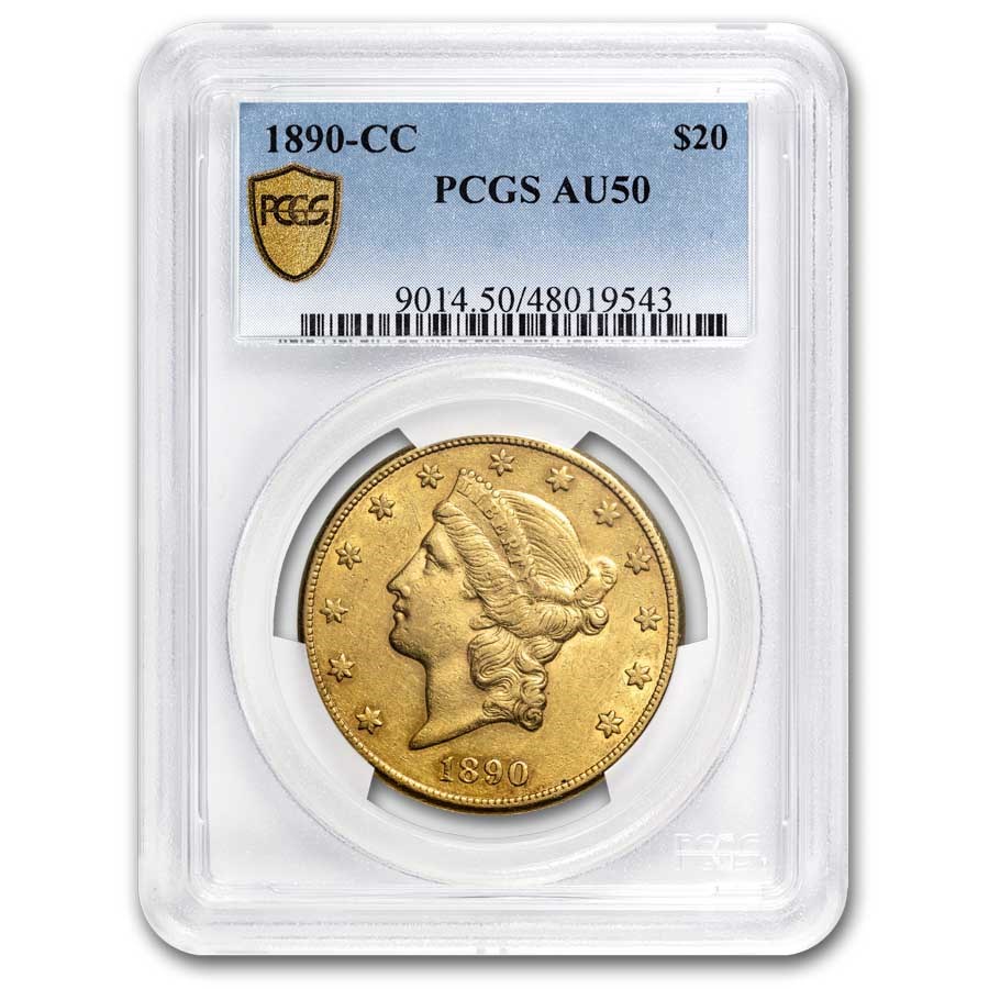 1890-CC $20 Liberty Gold Double Eagle AU-50 PCGS