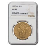 1890-CC $20 Liberty Gold Double Eagle AU-55 NGC