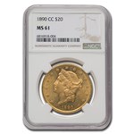 1890-CC $20 Liberty Gold Double Eagle MS-61 NGC