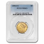 1890-CC $5 Liberty Gold Half Eagle MS-62+ PCGS