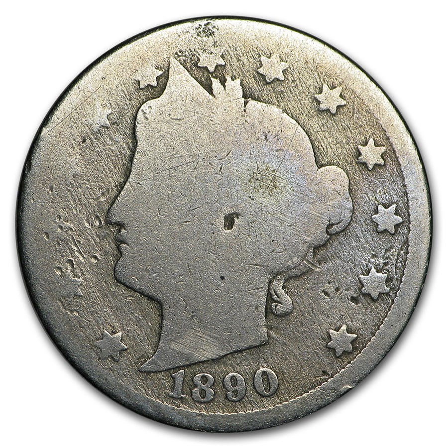 1890 Liberty Head V Nickel AG