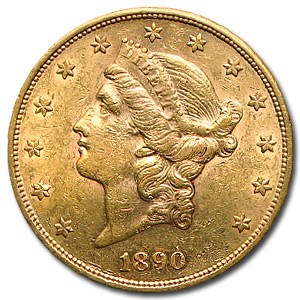 1890-S $20 Liberty Gold Double Eagle AU