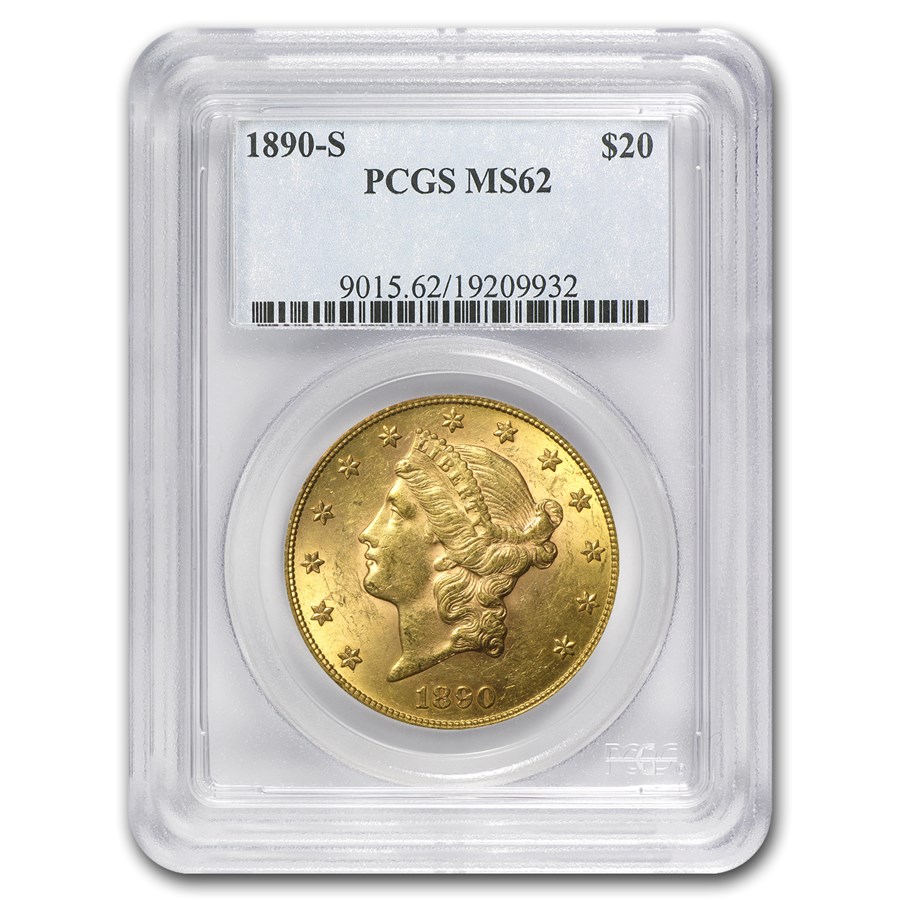 1890-S $20 Liberty Gold Double Eagle MS-62 PCGS