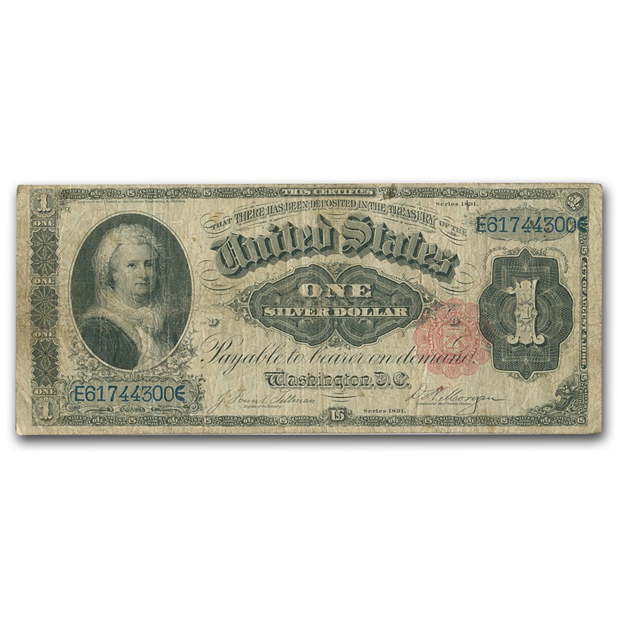 1891 $1.00 Silver Certificate Martha Washington Fine (Fr#223)