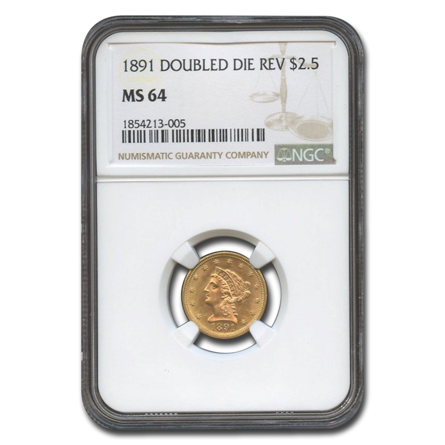 1891 $2.50 Liberty Gold Quarter Eagle MS-64 NGC (DDR)