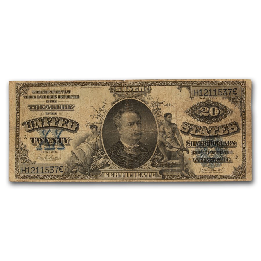 1891 $20 Silver Certificate Daniel Manning Fine (Fr#321)