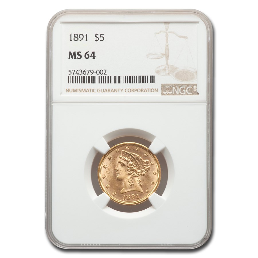 Buy 1891 $5 Liberty Gold Half Eagle MS-64 NGC | APMEX