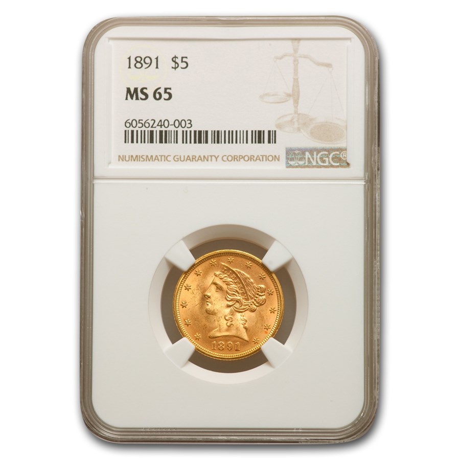 Buy 1891 $5 Liberty Gold Half Eagle MS-65 NGC | APMEX