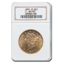 1891-CC $20 Liberty Gold Double Eagle AU-58 NGC