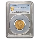 1891-CC $5 Liberty Gold Half Eagle AU-50 PCGS