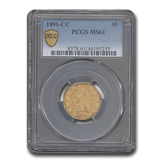 Buy 1891-cc $5 Liberty Gold Half Eagle Ms-61 Pcgs 