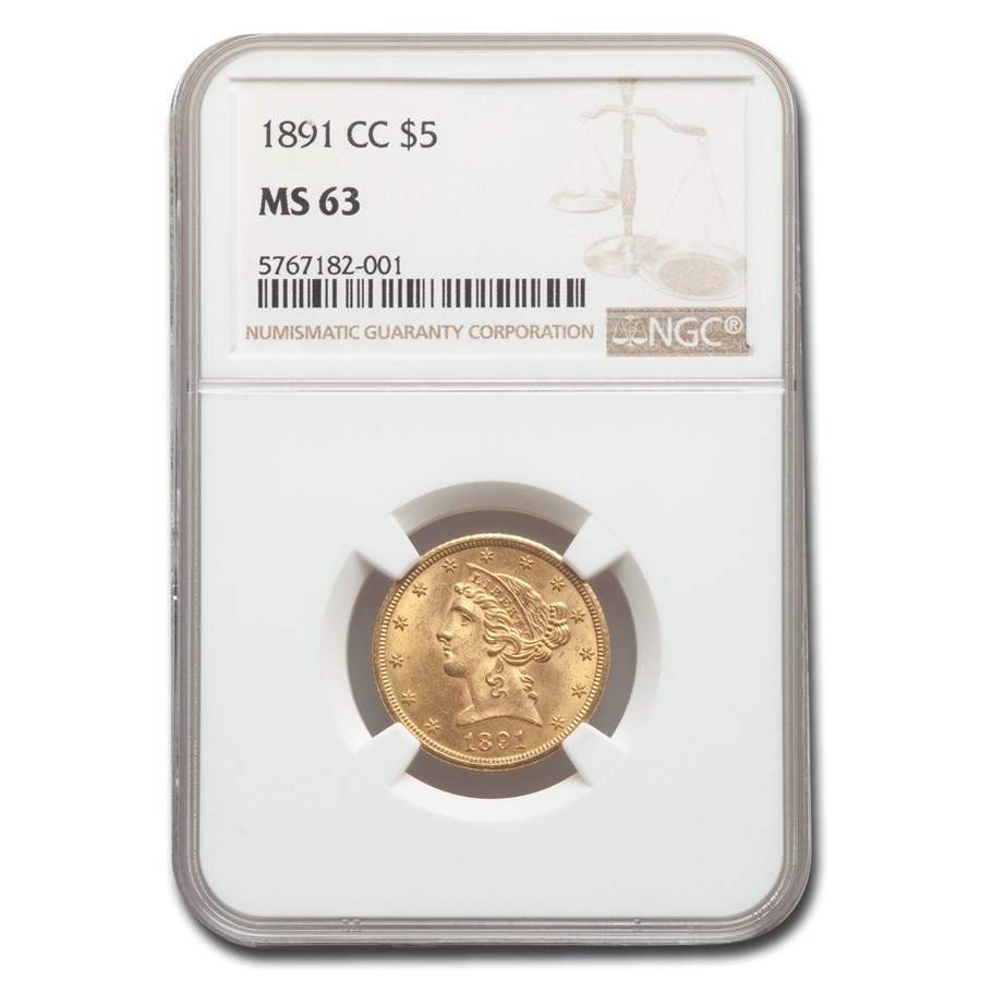 Buy 1891-CC $5 Liberty Gold Half Eagle MS-63 NGC | APMEX