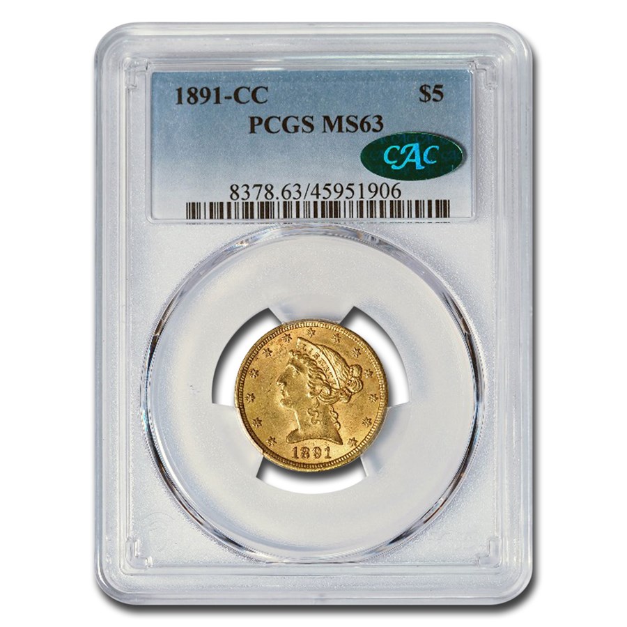 Buy 1891-CC $5 Liberty Gold Half Eagle MS-63 PCGS CAC | APMEX