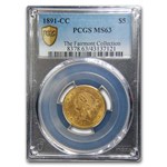 1891-CC $5 Liberty Gold Half Eagle MS-63 PCGS