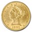 1891-CC $5 Liberty Gold Half Eagle MS-63+ PCGS