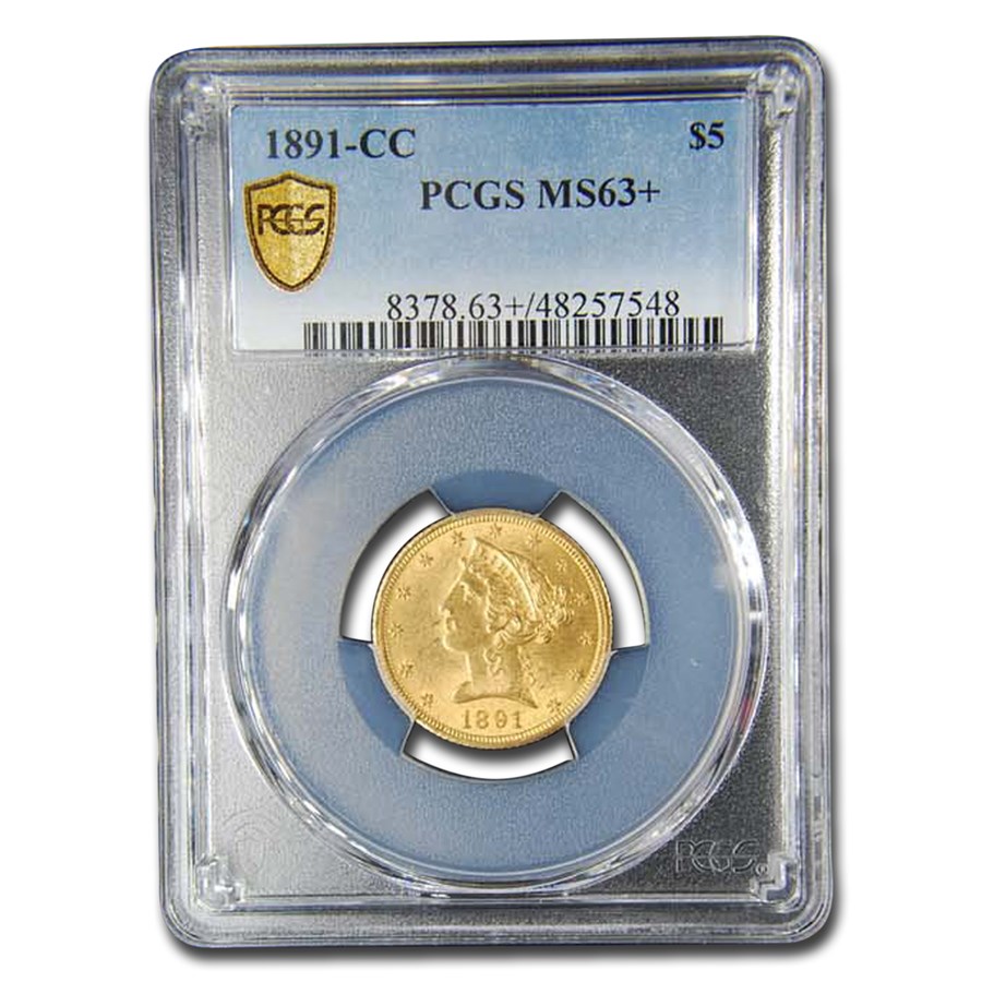 1891-CC $5 Liberty Gold Half Eagle MS-63+ PCGS