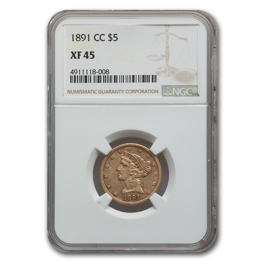 Buy 1891-CC $5 Liberty Gold Half Eagle XF-45 NGC | APMEX