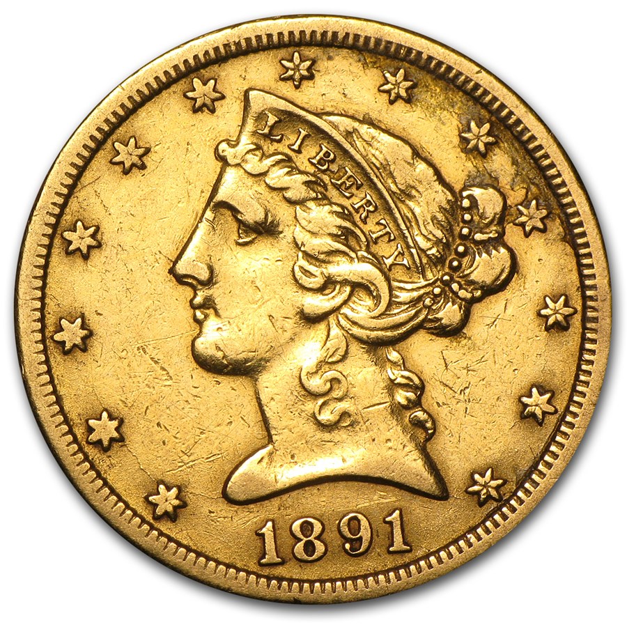 Buy 1891-cc $5 Liberty Gold Half Eagle Xf Details (cleaned) 