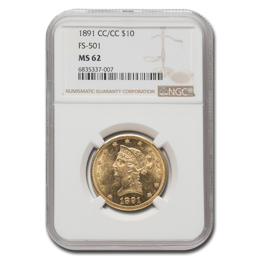 1891-CC/CC $10 Liberty Gold Eagle MS-62 NGC (FS-501)