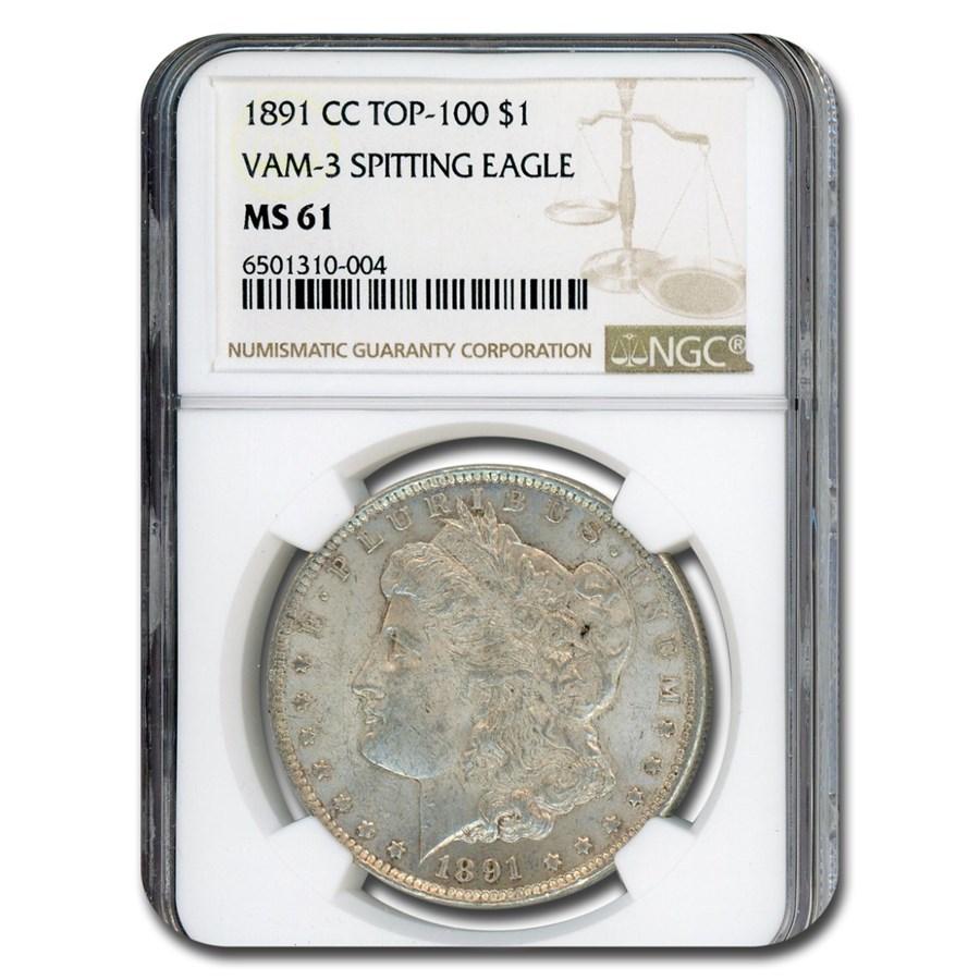 1891-CC Morgan Dollar MS-61 NGC (VAM-3 Spitting Eagle)