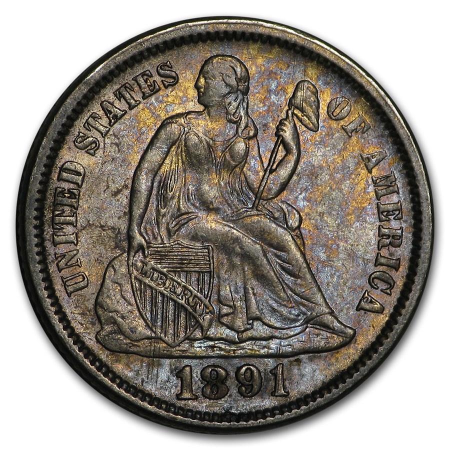 Buy 1891 Liberty Seated Dime AU-58 | APMEX