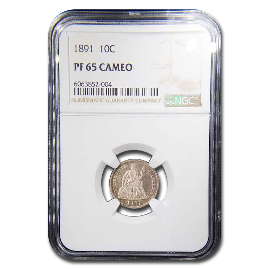 1891 Liberty Seated Dime PF-65 Cameo NGC