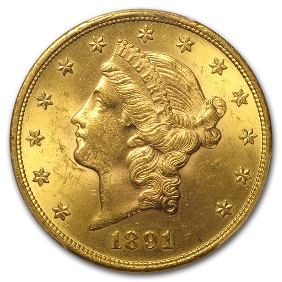 Buy 1891-S $20 Liberty Gold Double Eagle BU PCGS (Prospector Label) | APMEX