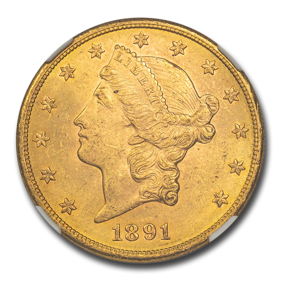 1891-S $20 Liberty Gold Double Eagle MS-63 NGC CAC
