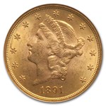 1891-S $20 Liberty Gold Double Eagle MS-63 NGC