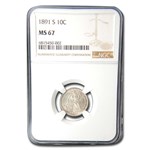 1891-S Liberty Seated Dime MS-67 NGC