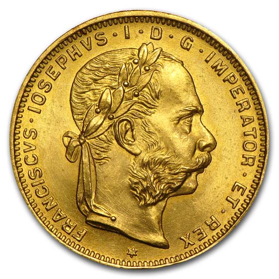 Buy 1892 Austria Gold Coin - 8 Florin/20 Francs AU | APMEX