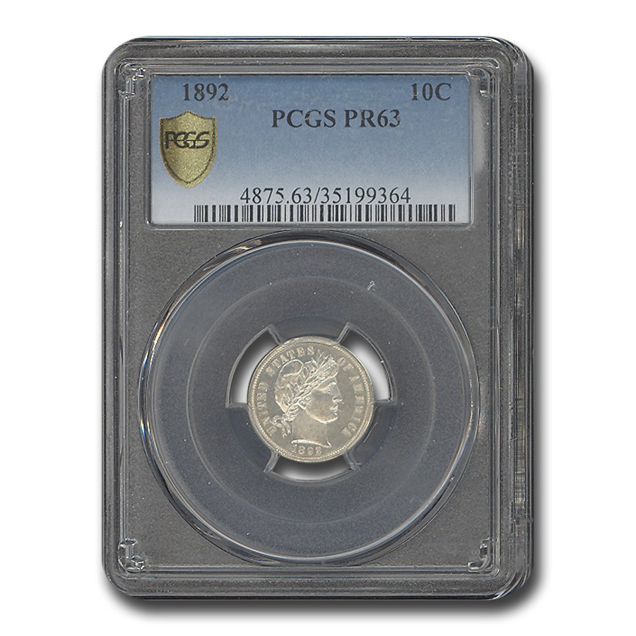 1892 Barber Dime PR-63 PCGS