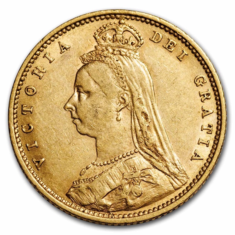 1892 Great Britain Gold 1/2 Sovereign Victoria Shield AU