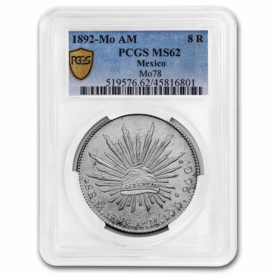 1892-Mo AM Mexico Silver 8 Reales MS-62 PCGS
